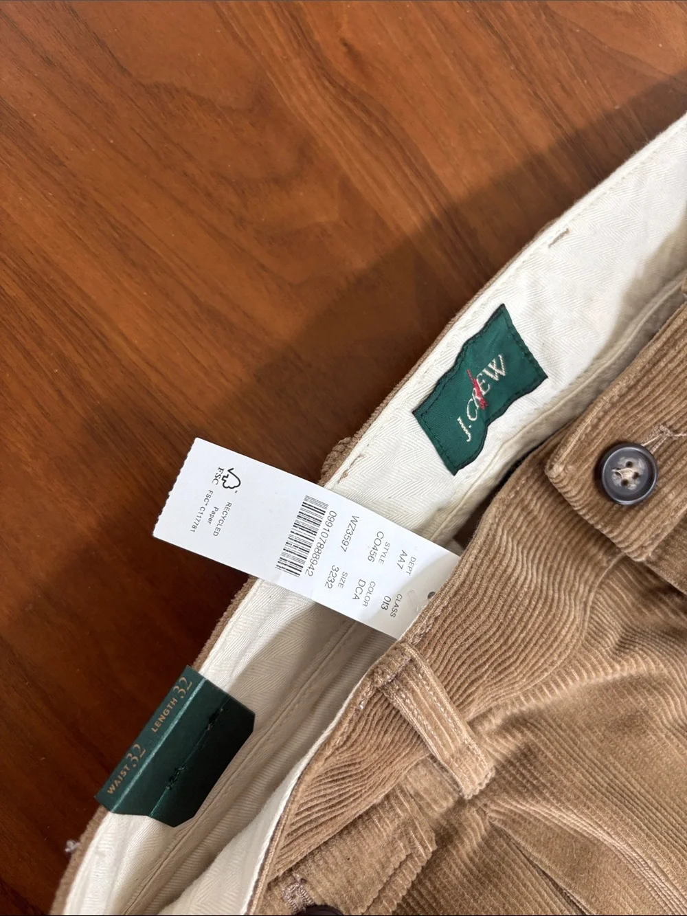NEW! J. Crew Relaxed double-pleated corduroy pant Size 32 x 32